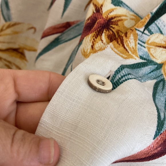 New Tommy Bahama Camp Shirt Mens XL Bungalow Bamboo Silk Cream Green Orange - Picture 8 of 16